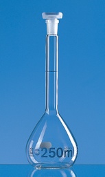 Matraz Aforado Blaubrand de Vidrio Clase A, 25ml, Boro 3.3 NS 12/21 tapón en PP. Compra por múltiplo de 2/Precio x un. Brand.