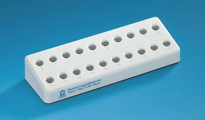 Gradilla para micro tubos PP, 210x70x37mm gris. 20 micro tubos 1,5ml. Compra por múltiplo de 1/Precio x un. Brand.